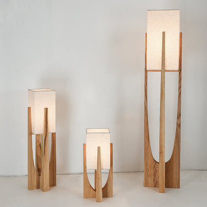 Modern Fabric Solid Wood 1-Light Standing Floor Lamps