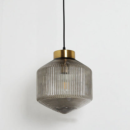 Nordic Textured Glass 1-Light Drum LED Pendant Light