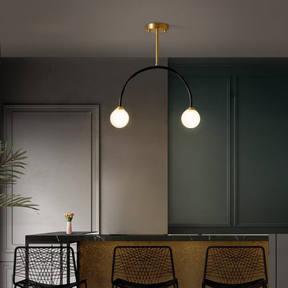 Minimalist Glass Ball 2-Light C Shape Semi-Flush Mount Lighting