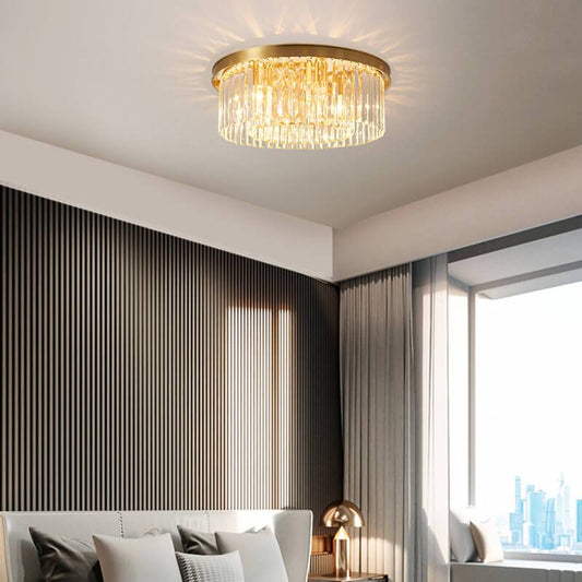 Modern Crystal 1-Light Circle Flush Mount Lighting