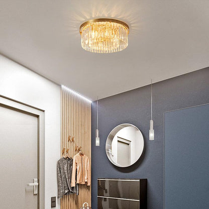 Modern Crystal 1-Light Circle Flush Mount Lighting