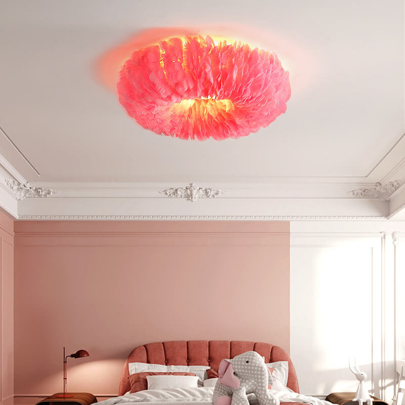 Modern Goose Feathers 1-Light Flush Mount Lighting