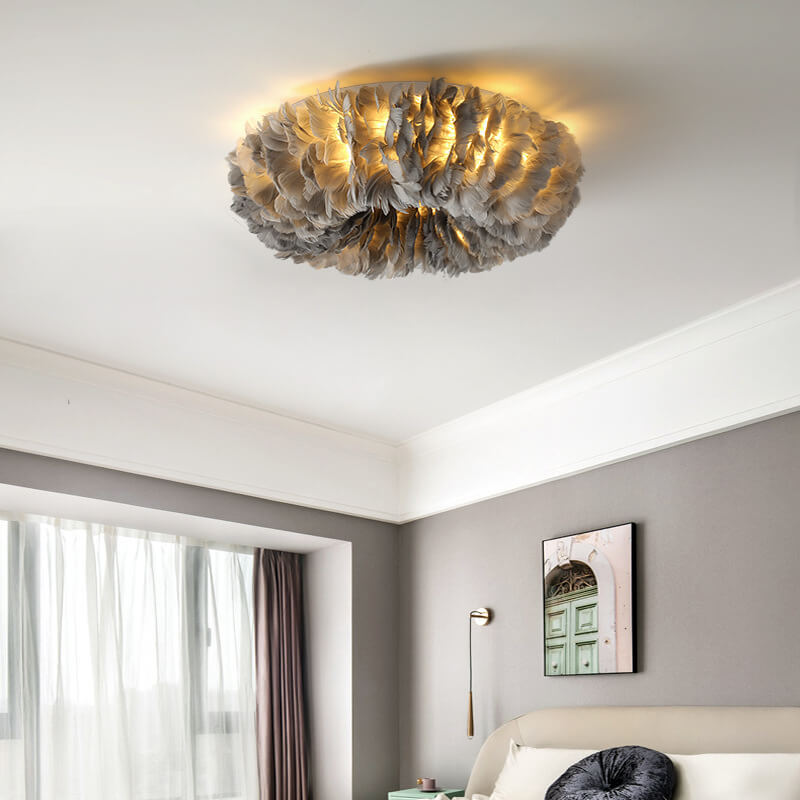 Modern Goose Feathers 1-Light Flush Mount Lighting