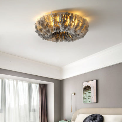 Modern Goose Feathers 1-Light Flush Mount Lighting