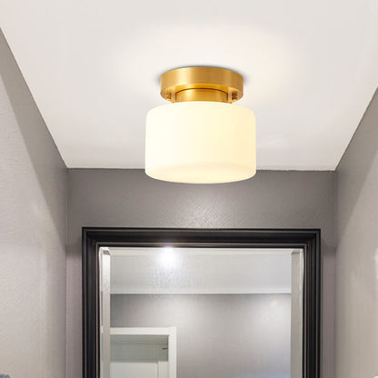 Modern Nordic Cylinder Glass 1-Light Semi-Flush Mount Lighting For Bedroom
