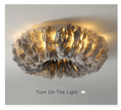 Modern Goose Feathers 1-Light Flush Mount Lighting