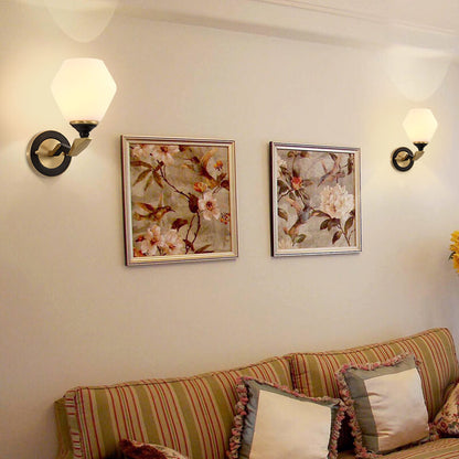 Geometric Shade 1-Light Armed Sconce Lamp