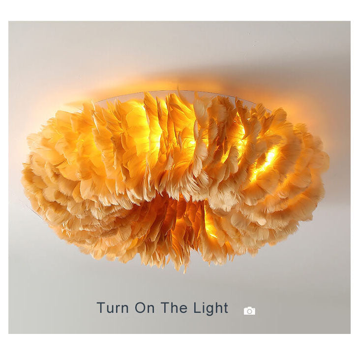 Modern Goose Feathers 1-Light Flush Mount Lighting