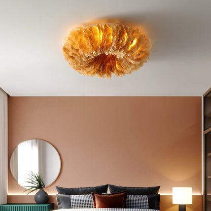 Modern Goose Feathers 1-Light Flush Mount Lighting