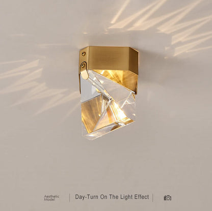 Simple Crystal Geometry 1-Light LED Semi-Flush Mount Lighting