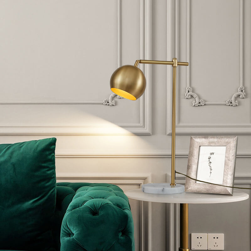 Simple All-copper 1-Light Marble Base Table Lamps
