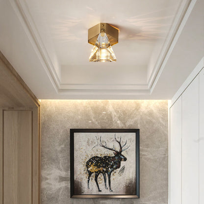 Simple Crystal Geometry 1-Light LED Semi-Flush Mount Lighting