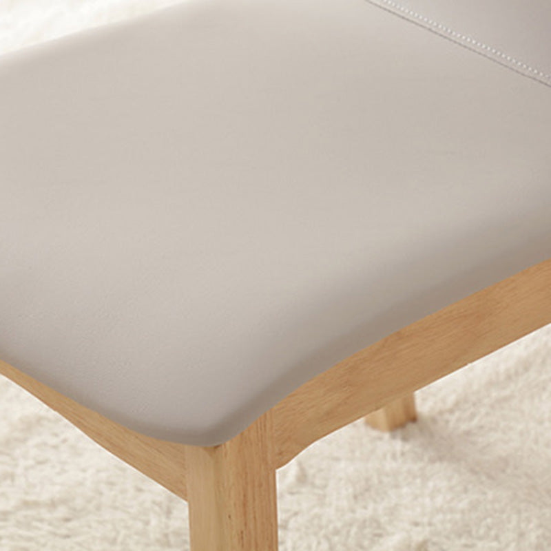 Contemporary Nordic Square Faux Leather Wood Frame Dining Chair Backrest For Dining Room