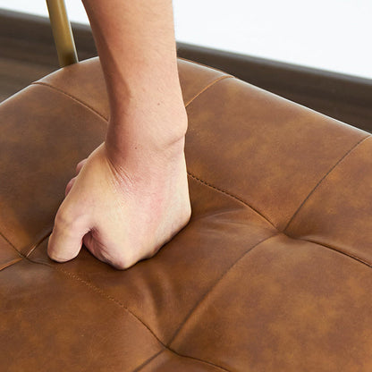 Modern Minimalist Square Metal PU Leather Four Legs  Dining Chair Backrest For Dining Room