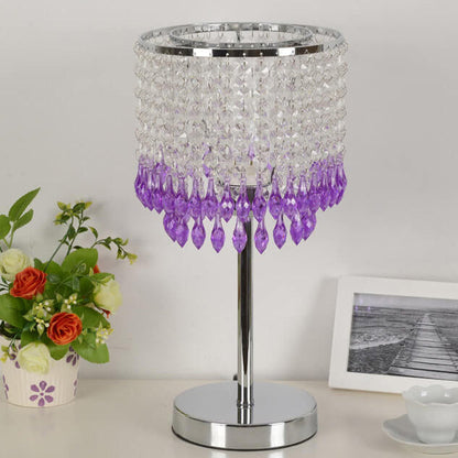 Modern Crystal Beads Colored Column 1-Light Table Lamp