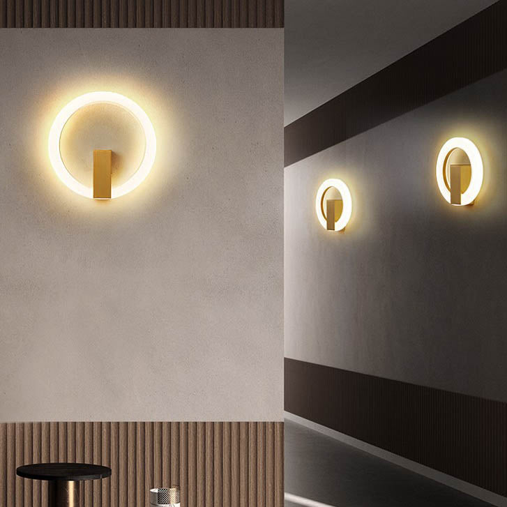Modern Minimalist Round Iron Aluminum PVC LED Wall Sconce Lamp For Bedroom