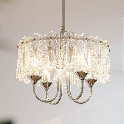 Tradiotional French Iron Glass Round Candlestick Holder 4/5/6 Light Chandeliers For Bedroom