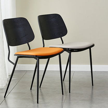 Contemporary Scandinavian Square PU Leather Metal Dining Chair Backrest Armless For Dining Room
