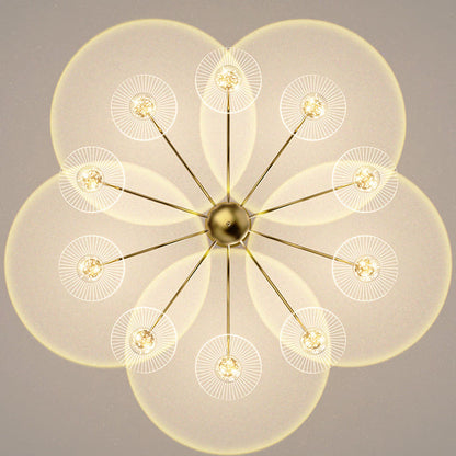 Contemporary Creative Sunset Projection Hardware Lotus Leaf Acrylic LED Chandelier For Living Room
