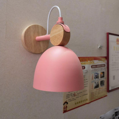 Nordic Macaron Dome Log 1-Light Rotatable Wall Sconce Lamp