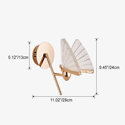 Modern Art Deco Zinc Alloy Butterfly Shape Acrylic LED Wall Sconce Lamp For Living Room