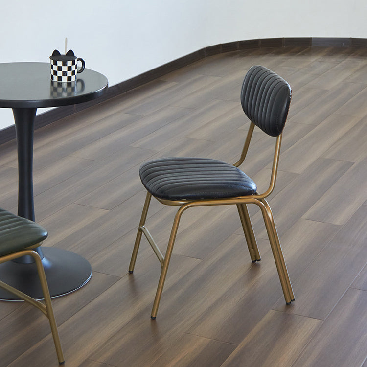 Contemporary Industrial PU Leather Iron Square Elliptical Stripe Dining Chair Backrest Footrest For Dining Room