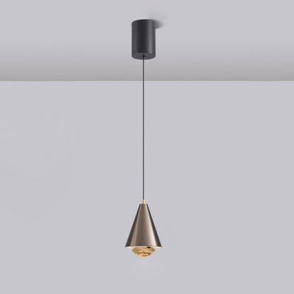 Modern Minimalist Solid Color Free Lift Conical 1-Light Pendant Light
