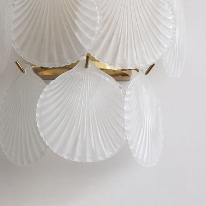 French Light Luxury Frosted Glass Shell 2-Light Wall Sconce Lamp