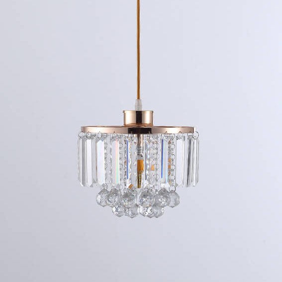 Nordic Light Luxury Round Iron Crystal String 1-Light Pendant Light