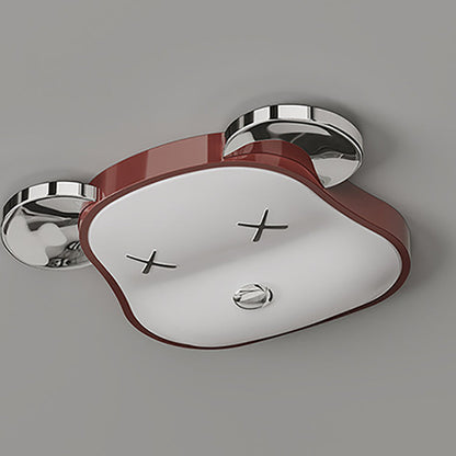 Modern Art Deco Violent Bear PE Iron LED Flush Mount Ceiling Light For Bedroom