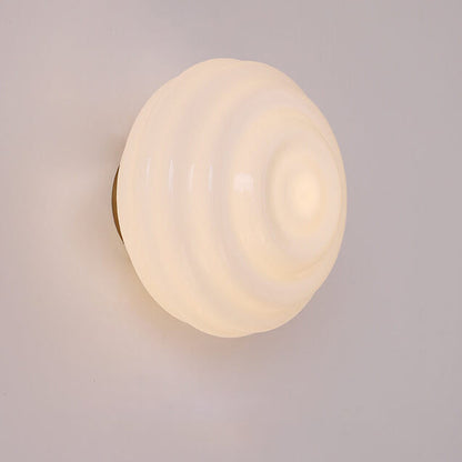 Nordic Cream Wave Round Glass Lampshade 1-Light Wall Sconce Lamp