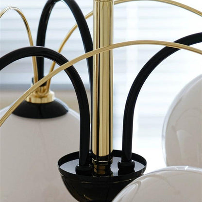 Traditional Vintage Irregular Twisted Orb Iron Glass 6-Light Chandelier For Living Room