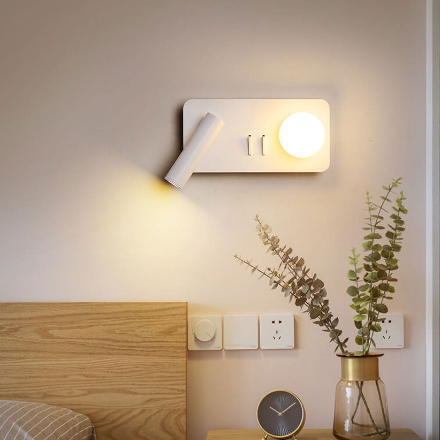 مصباح حائطي LED للقراءة مصنوع من الحديد الأكريليكي دائري/مربع بتصميم بسيط على الطراز الاسكندنافي 