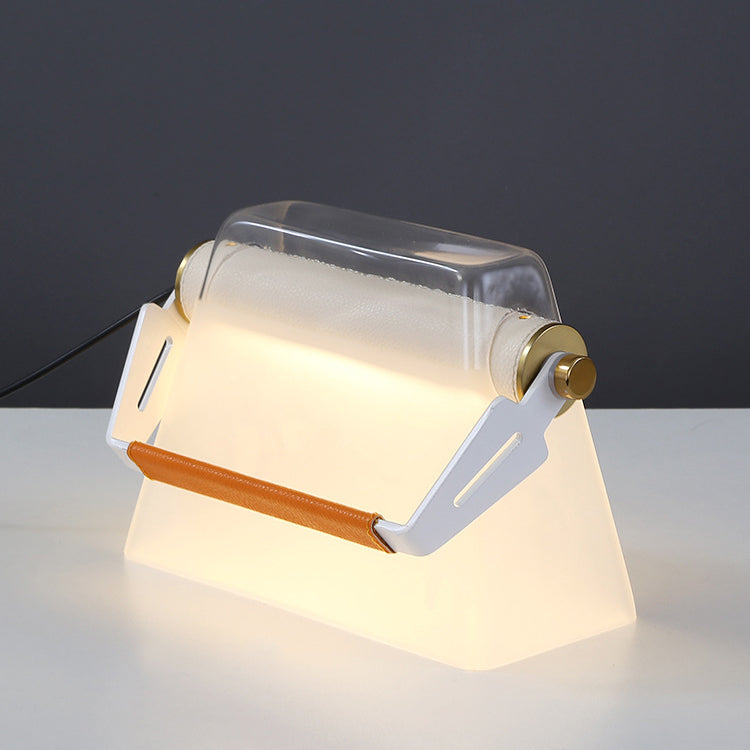 Modern Art Deco Glass Handbag Shape Iron LED Table Lamp For Bedroom