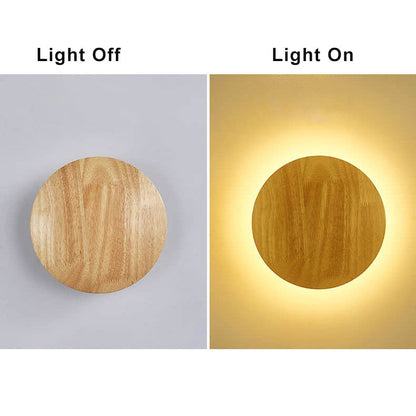 木製1灯円形LEDウォールスコンスランプ