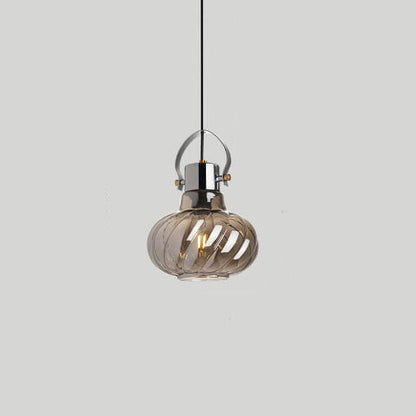 Modern Pumpkin Glass Shade 1-Light Pendant Light