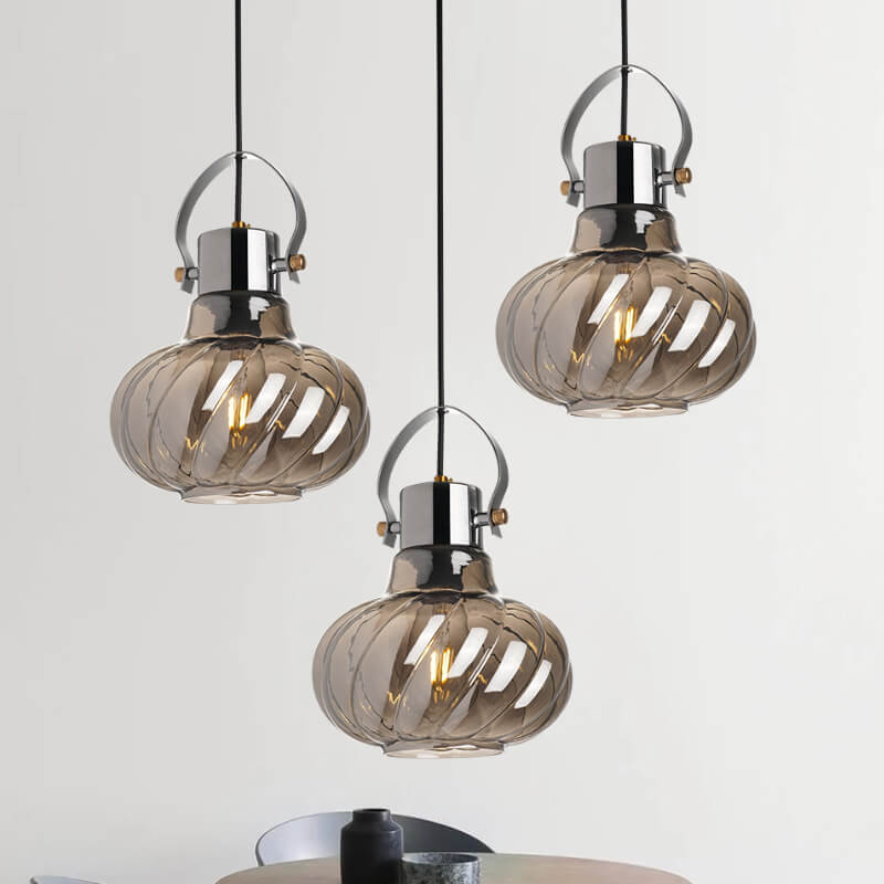 Modern Pumpkin Glass Shade 1-Light Pendant Light