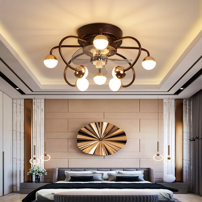 Nordic Creative Branch Cage LED Semi-Flush Mount Ceiling Fan Light