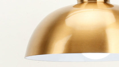 Nordic Simple Golden Dome Metal 1-Light Wood Handle Pendant Light