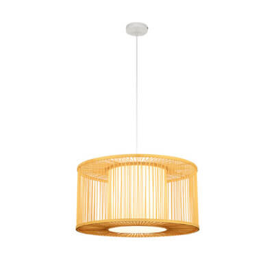 Modern Bamboo Weaving 1-Light Drum Pendant Light