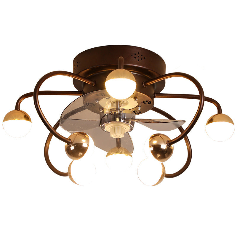Nordic Creative Branch Cage LED Semi-Flush Mount Ceiling Fan Light