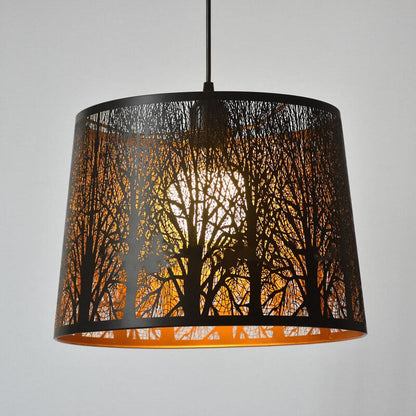 Creative Hollow Carved Cylindrical Metal 1-Light Pendant Light