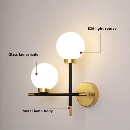 Nordic Minimalist Magic Bean Glass 1/2 Light Wall Sconce Lamp