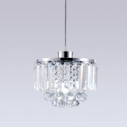 Nordic Light Luxury Round Iron Crystal String 1-Light Pendant Light