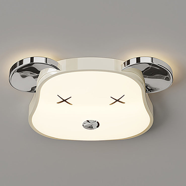 Modern Art Deco Violent Bear PE Iron LED Flush Mount Ceiling Light For Bedroom