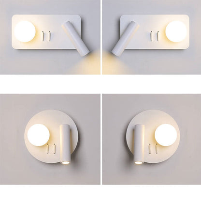 مصباح حائطي LED للقراءة مصنوع من الحديد الأكريليكي دائري/مربع بتصميم بسيط على الطراز الاسكندنافي 
