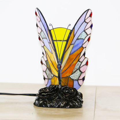 Vintage Tiffany Glass Butterfly Shape Night Light 1-Light Table Lamp