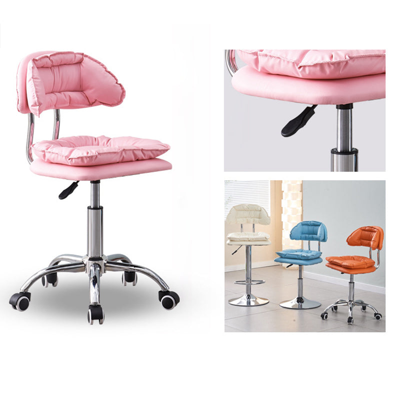 Modern Minimalist Square Cushion Faux Leather Metal Bar Stool Backrest Height Adjustable For Dining Room