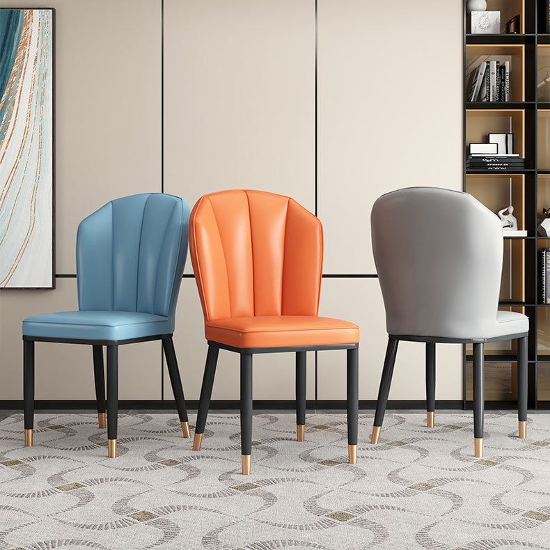 Modern Luxury Artificial Leather Carbon Steel Sponge Square Shell Dining Chair Backrest For Dining Room