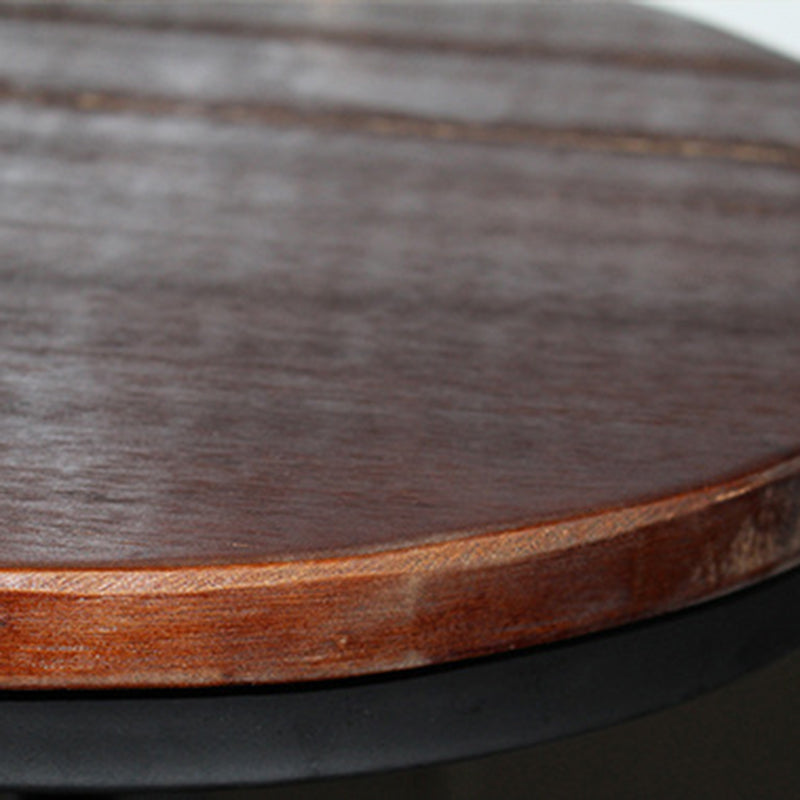 Traditional Vintage Round Quad Stand Wood Plate Iron Bar Stool Backrest For Dining Room